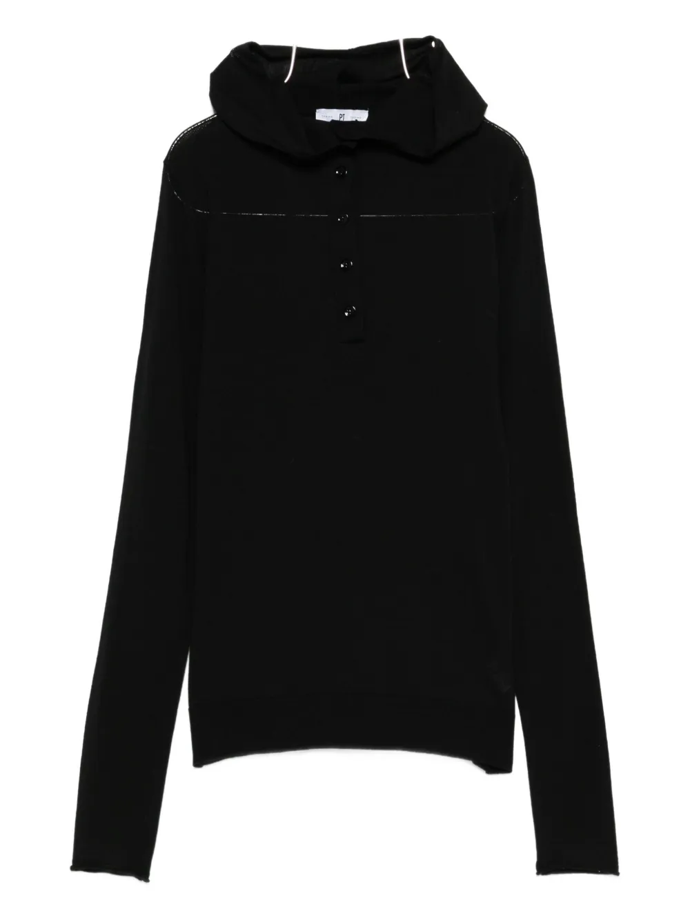 Pt Torino Buttoned Hooded Sweatshirt In Black