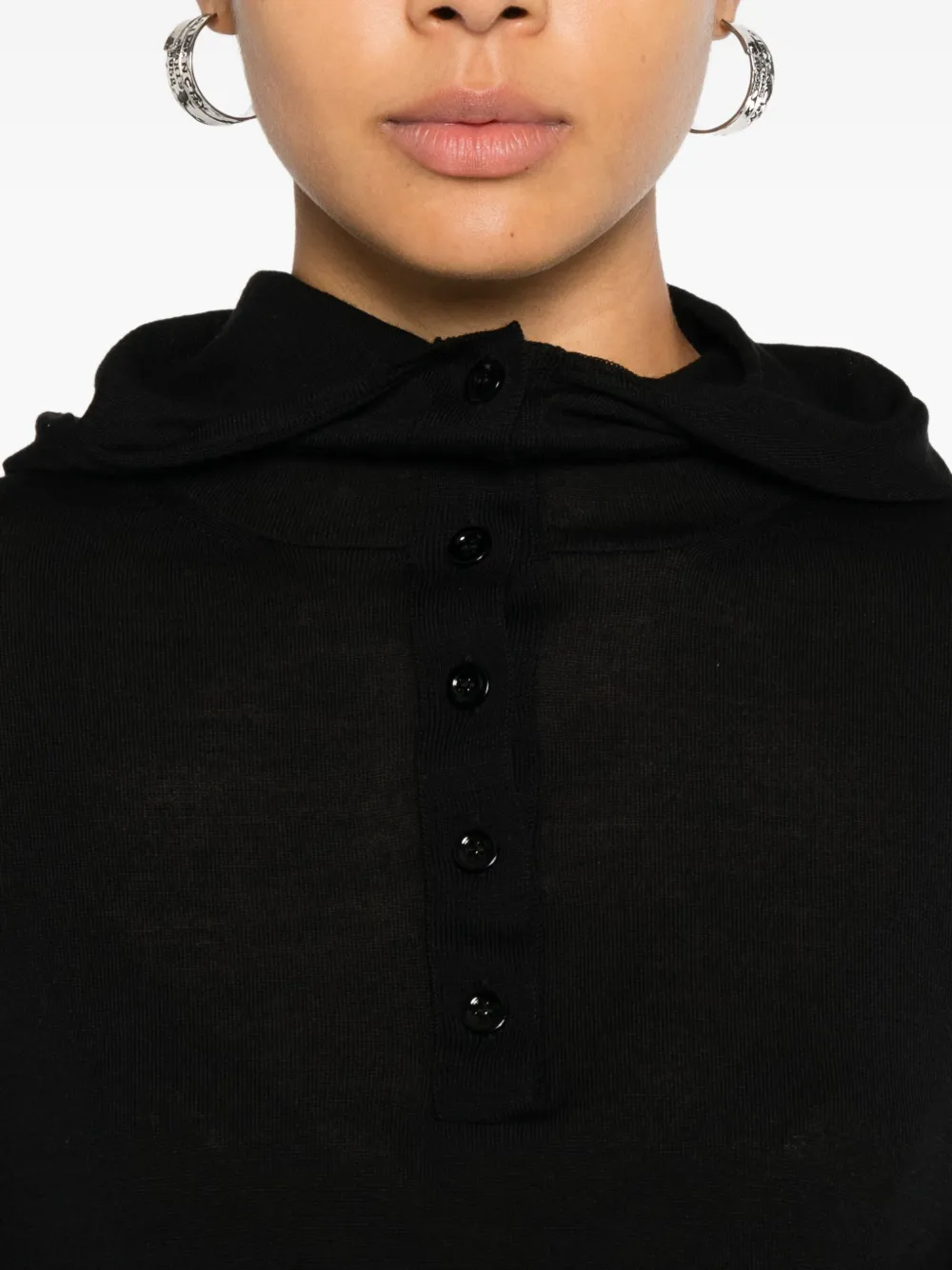 PT Torino Sweater met capuchon en knopen Zwart