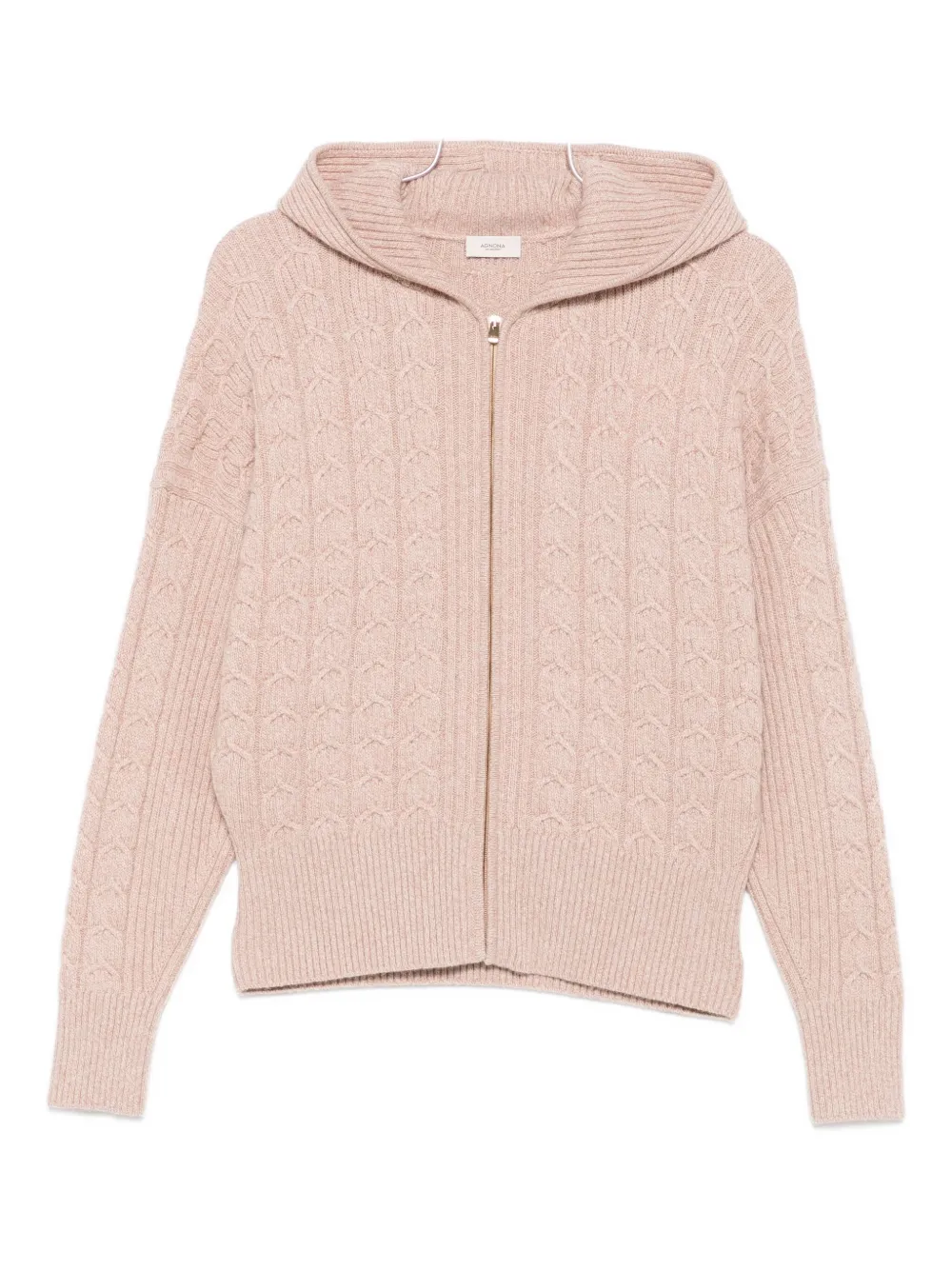 Agnona Cashmere Zip Hoodie In Pink