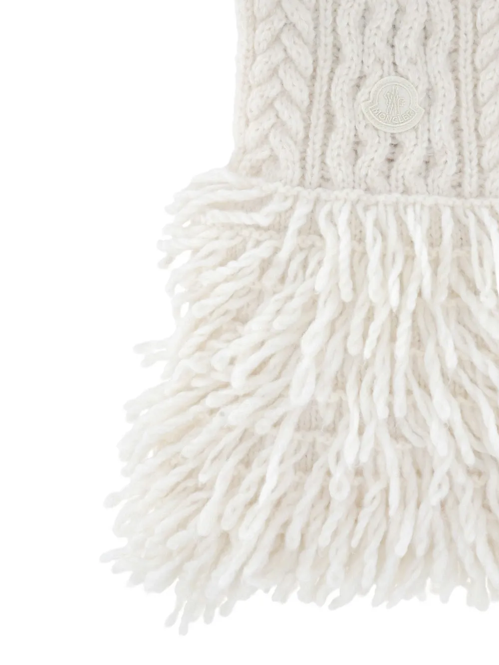 Moncler cable-knit fringed scarf - Beige