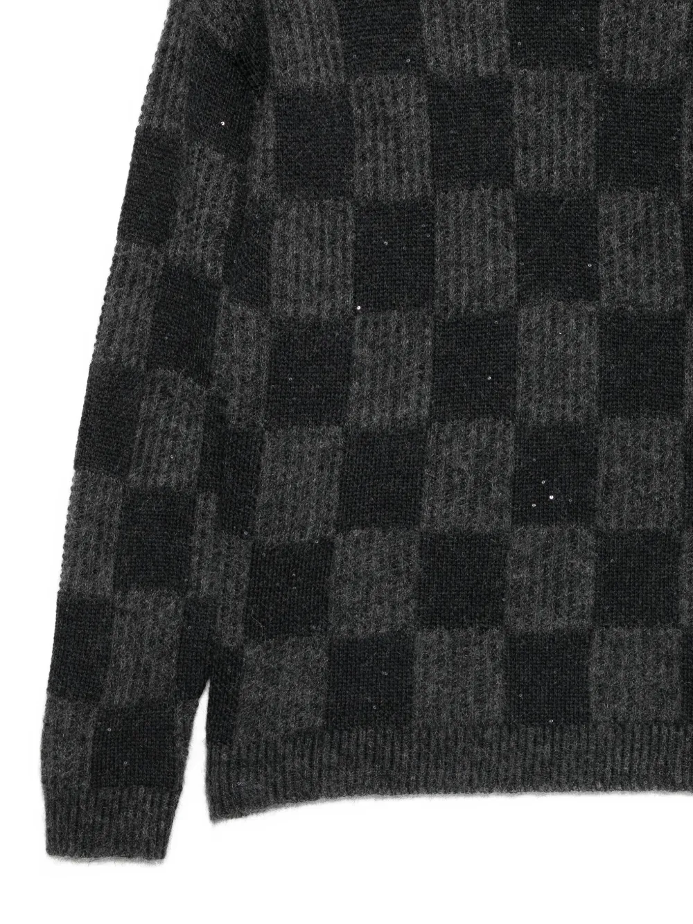 Lorena Antoniazzi Sequin-embellished Check Sweater In Black