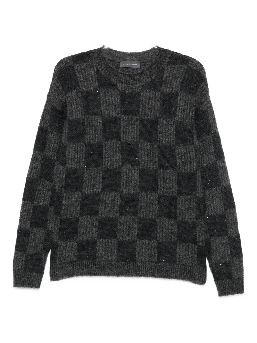 Lorena Antoniazzi Sequin-embellished Check Sweater In Black