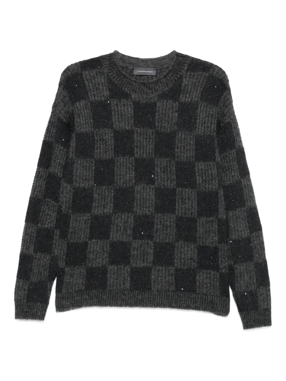 Lorena Antoniazzi sequin-embellished check sweater | Black | Image 1