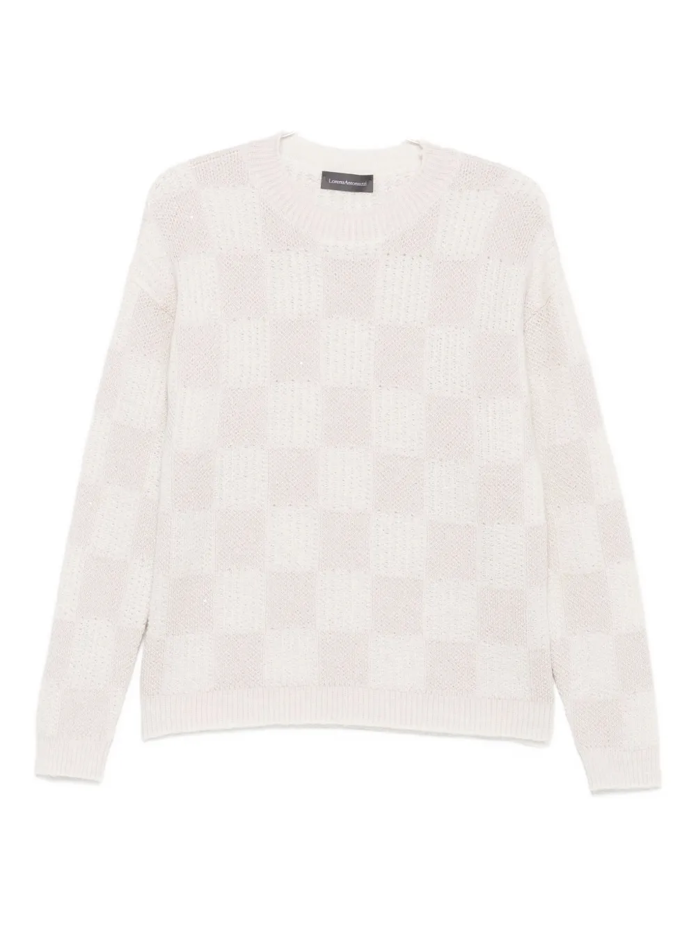 Lorena Antoniazzi Sequin-embellished Check Sweater In Pink