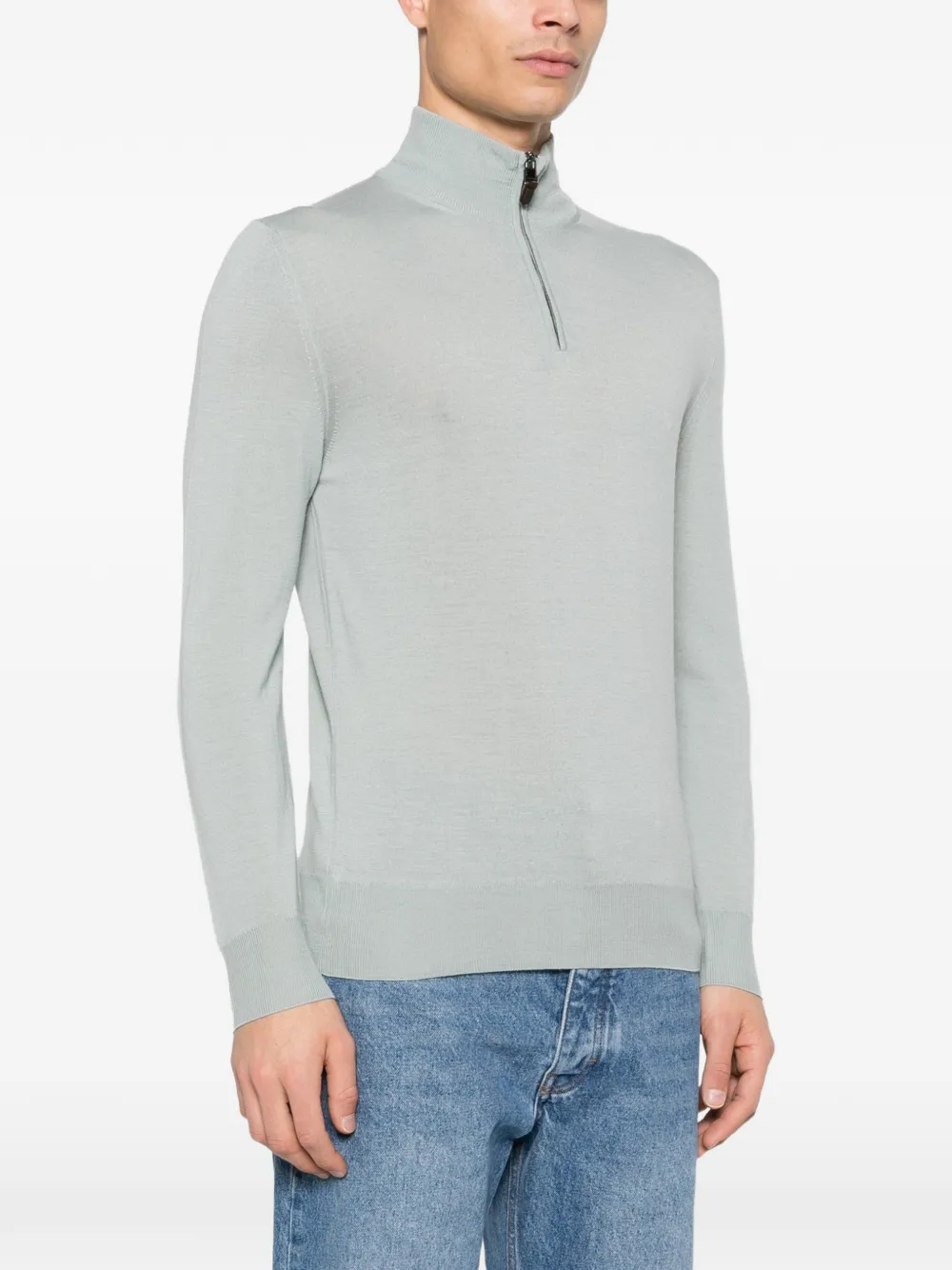  Canali Pull à Col Zippé - Bleu 