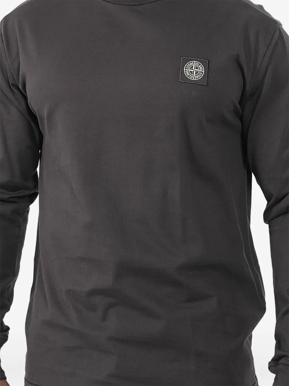 Stone Island T-shirt met patch en lange mouwen - Zwart
