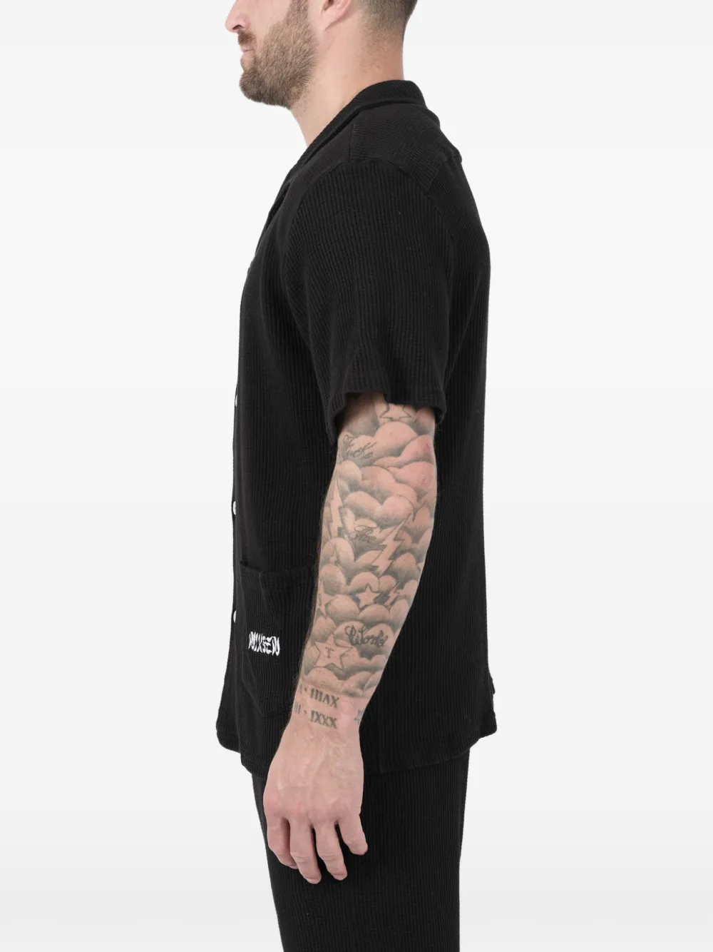  Nikben Short-sleeve Textured Shirt - Black 