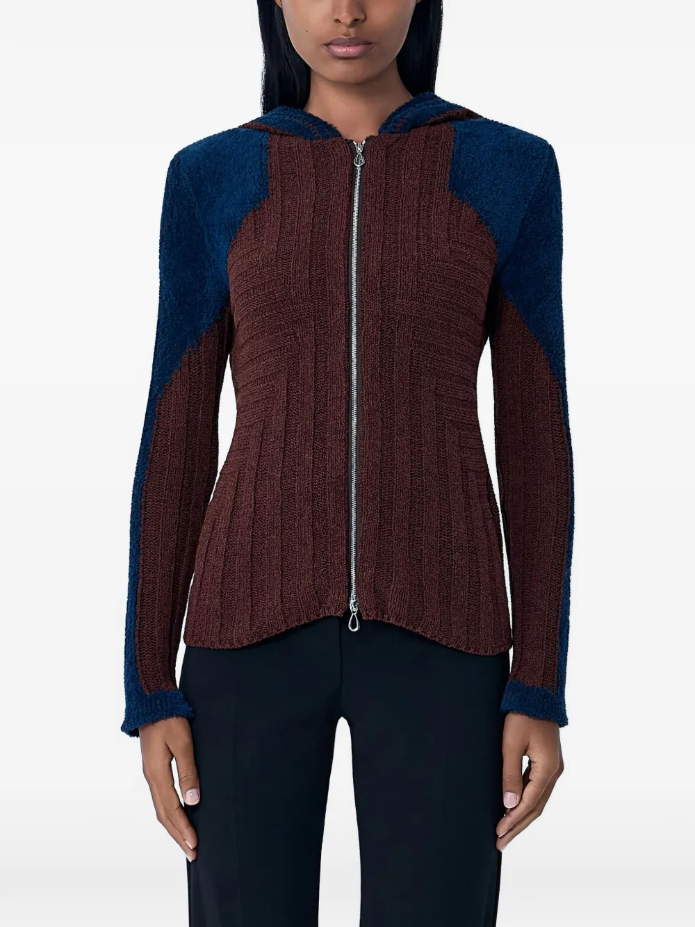 Kiko Kostadinov zip-up knitted hoodie - Brown