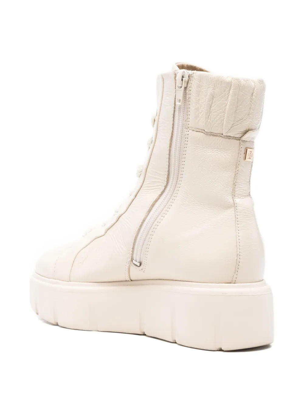 Hogl Lace-up Platform Combat Boots In White