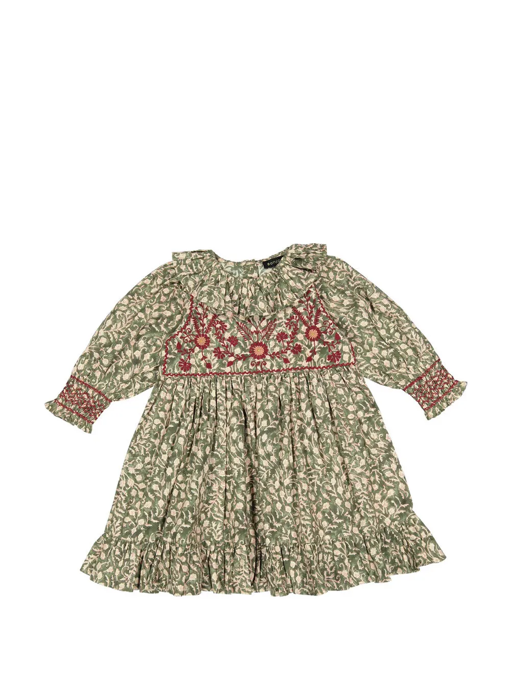BONJOUR Floral Embroidered Dress | Green | FARFETCH KW