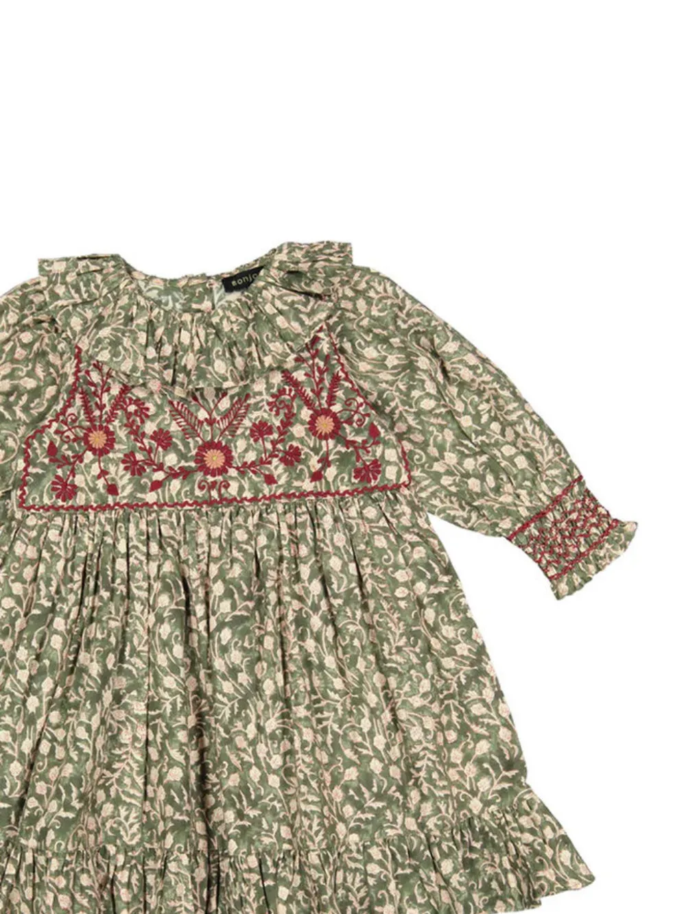  Bonjour Floral Embroidered Dress - Green 