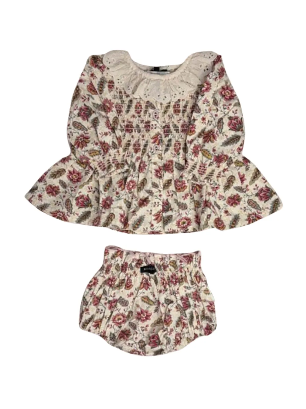 BONJOUR Romperset met ringlets en bloemenprint Beige