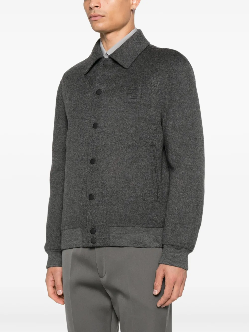  Fendi Wool Bomber Jacket - Grey 