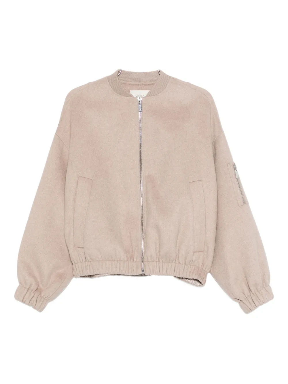 Vicolo Zip Pocket Bomber Jacket In Neutral