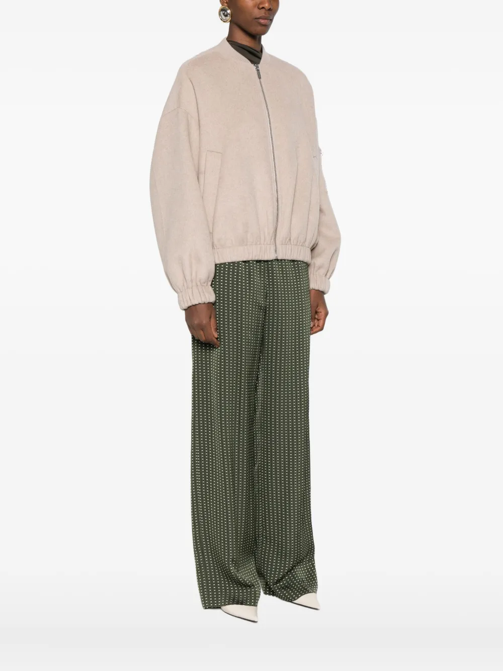 Vicolo Zip Pocket Bomber Jacket In Neutral