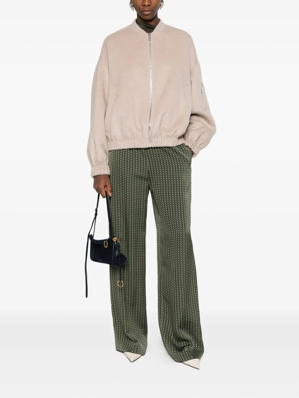 Vicolo Zip Pocket Bomber Jacket In Neutral