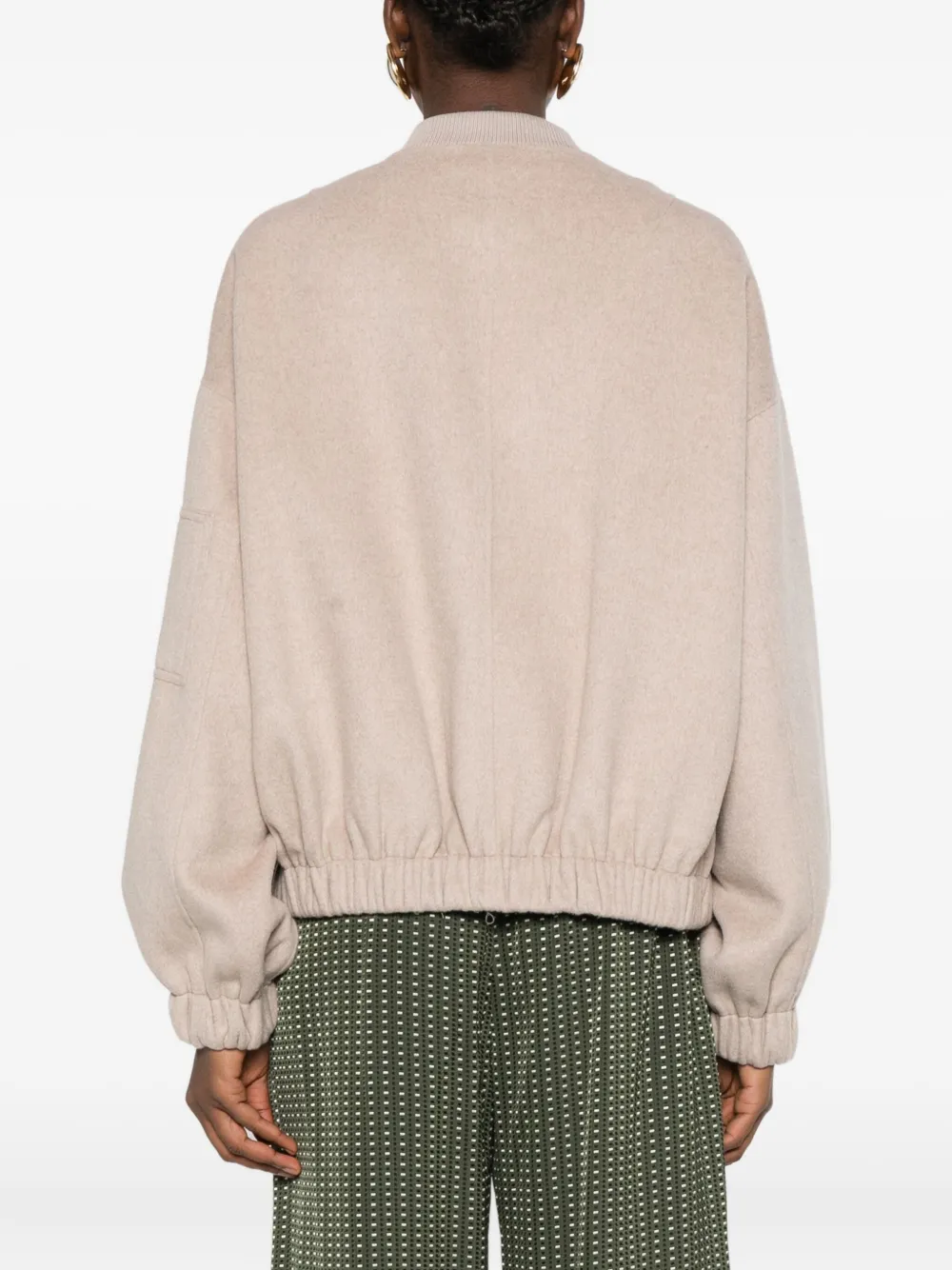 Vicolo Zip Pocket Bomber Jacket In Neutral