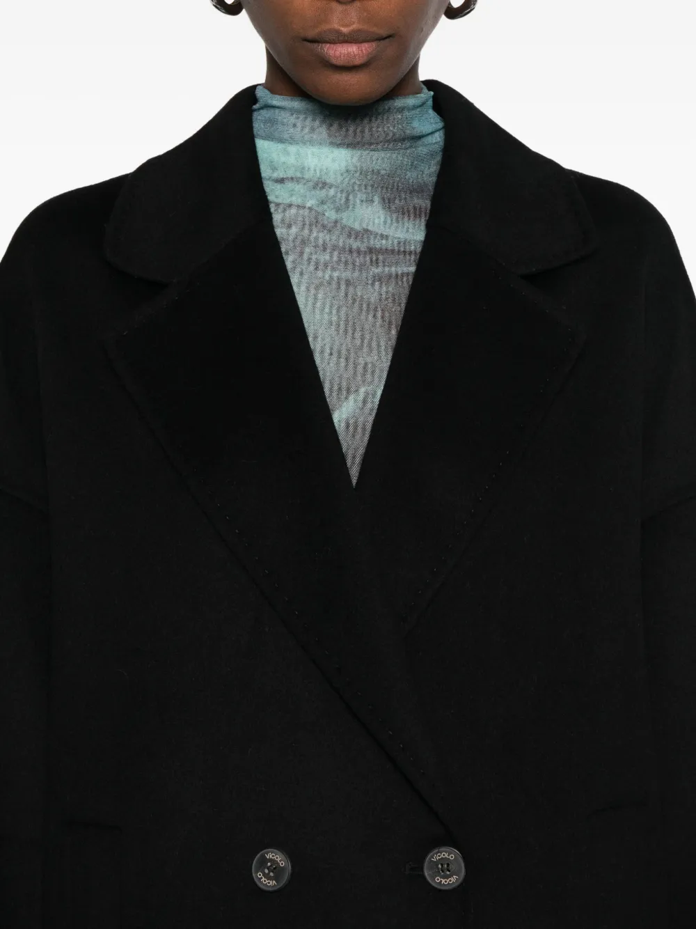 Vicolo Double-breasted Coat In Black