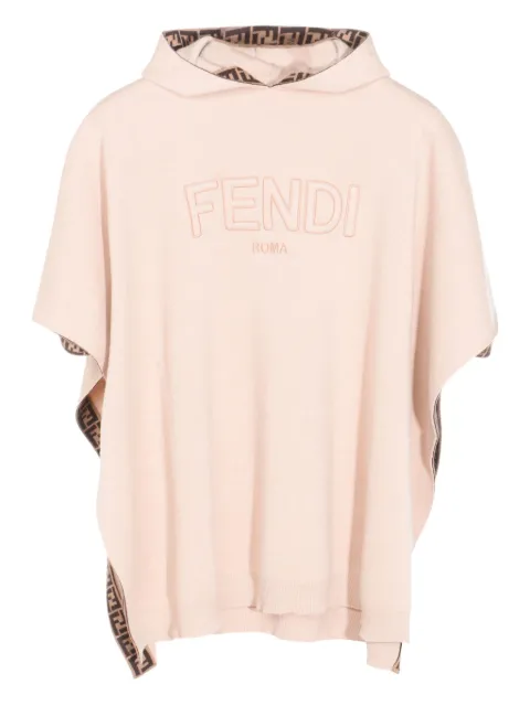 Fendi Kids logo-trim hooded poncho