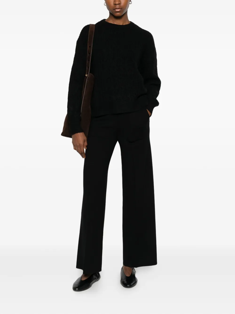 Twinset Cable-knit Crew-neck Top In Black
