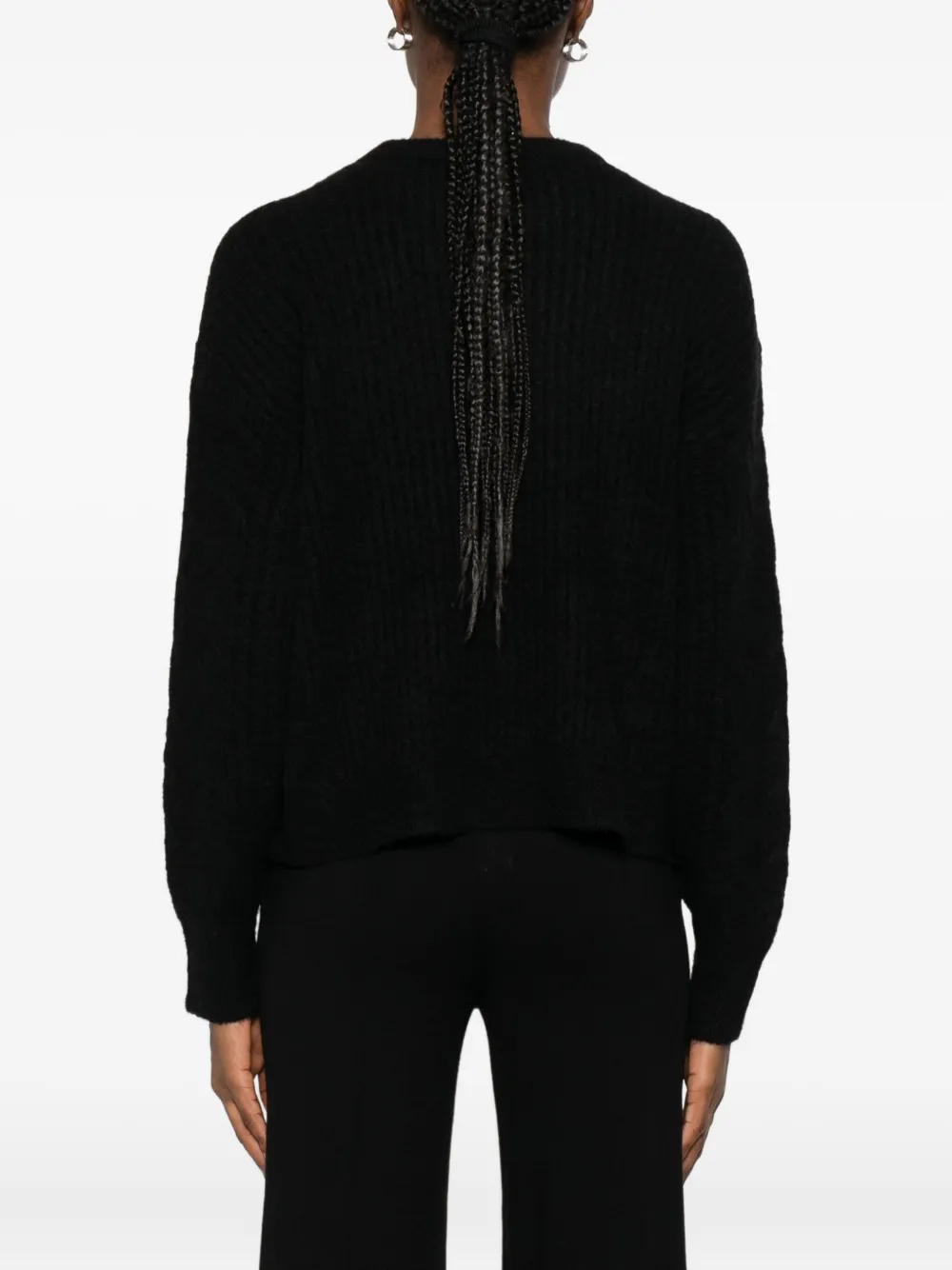 Twinset Cable-knit Crew-neck Top In Black
