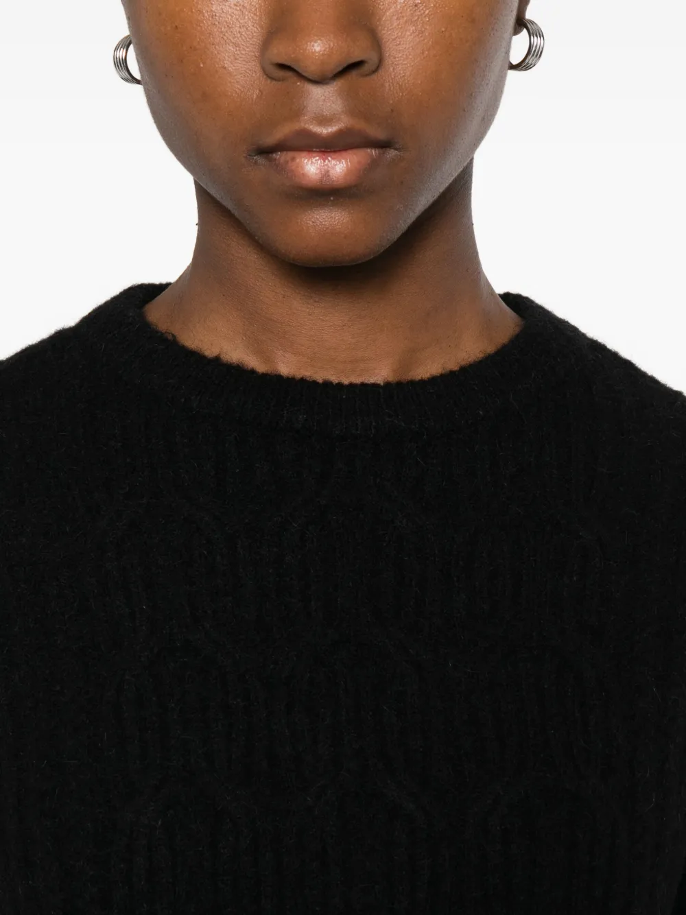 Twinset Cable-knit Crew-neck Top In Black