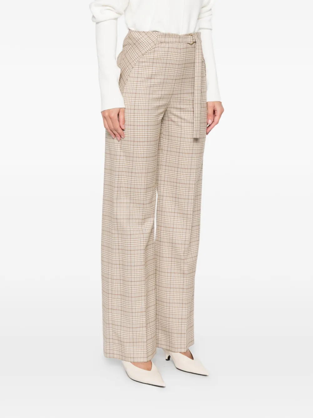 Patrizia Pepe Check-pattern Trousers In Neutral
