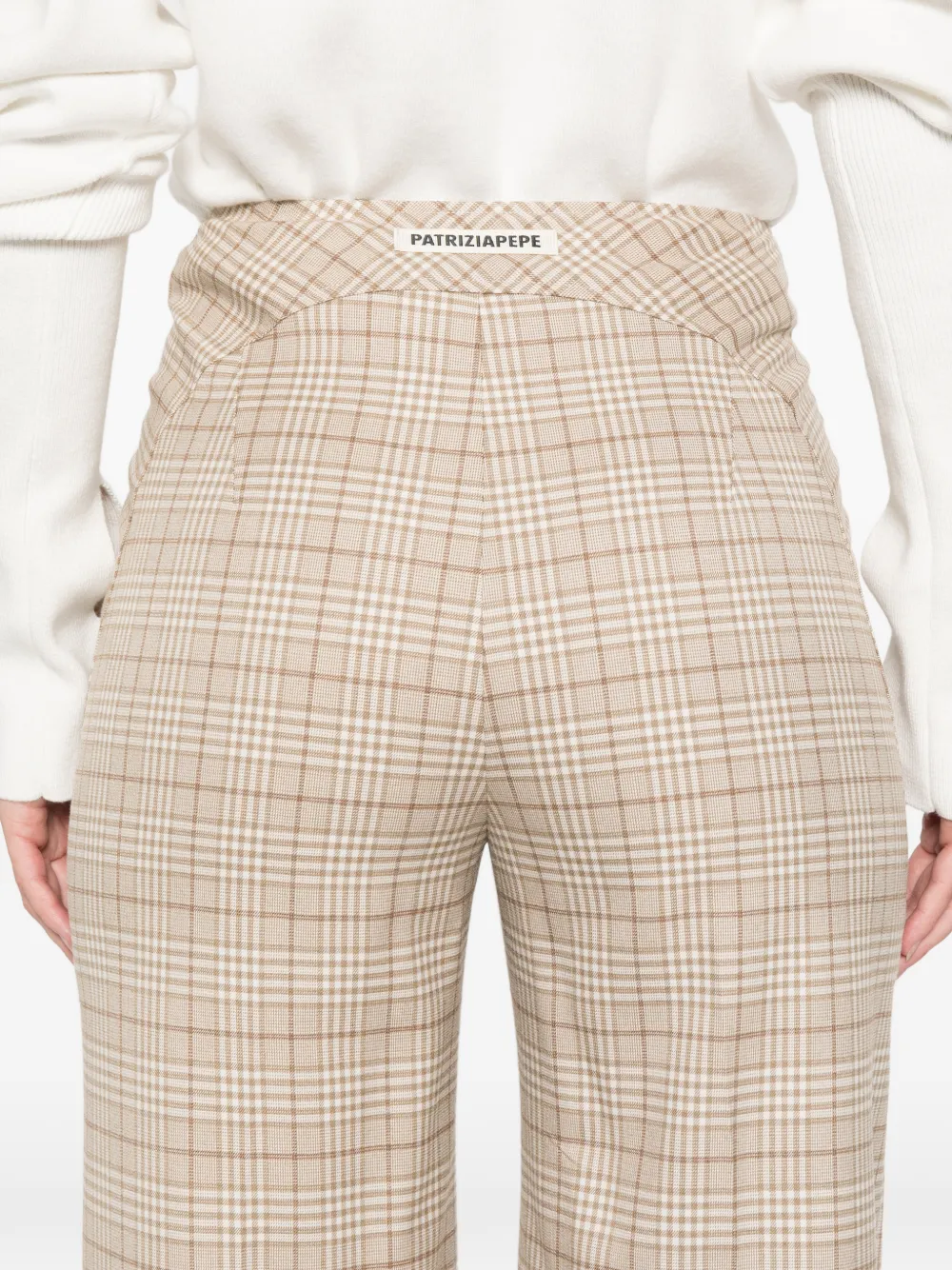 Patrizia Pepe Check-pattern Trousers In Neutral