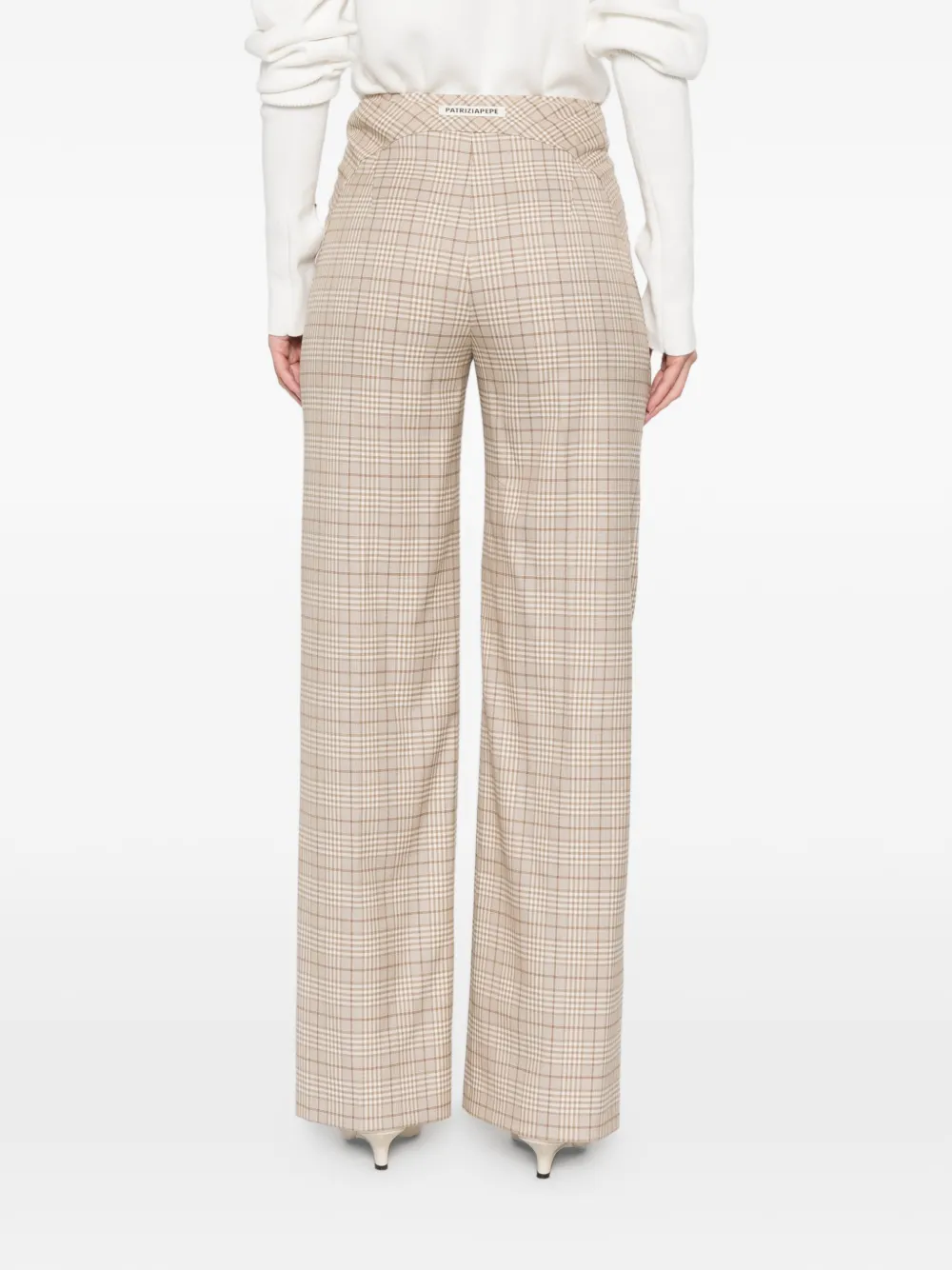 Patrizia Pepe Check-pattern Trousers In Neutral