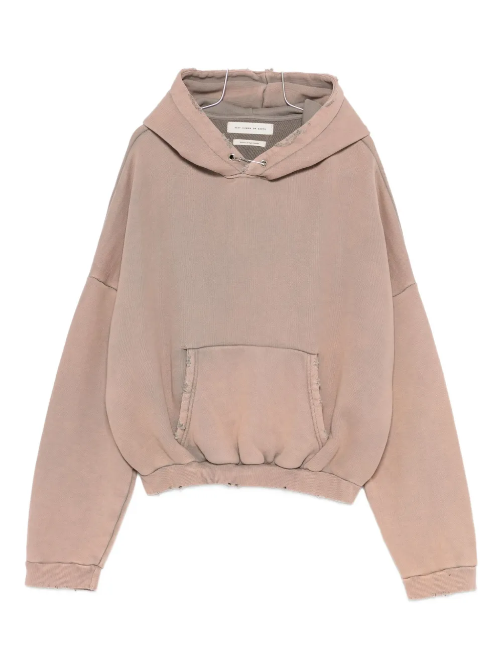 STAY HUMAN ON EARTH distressed-finish hoodie - ピンク STAY HUMAN ON EARTH distressed-finish hoodie - ピンク