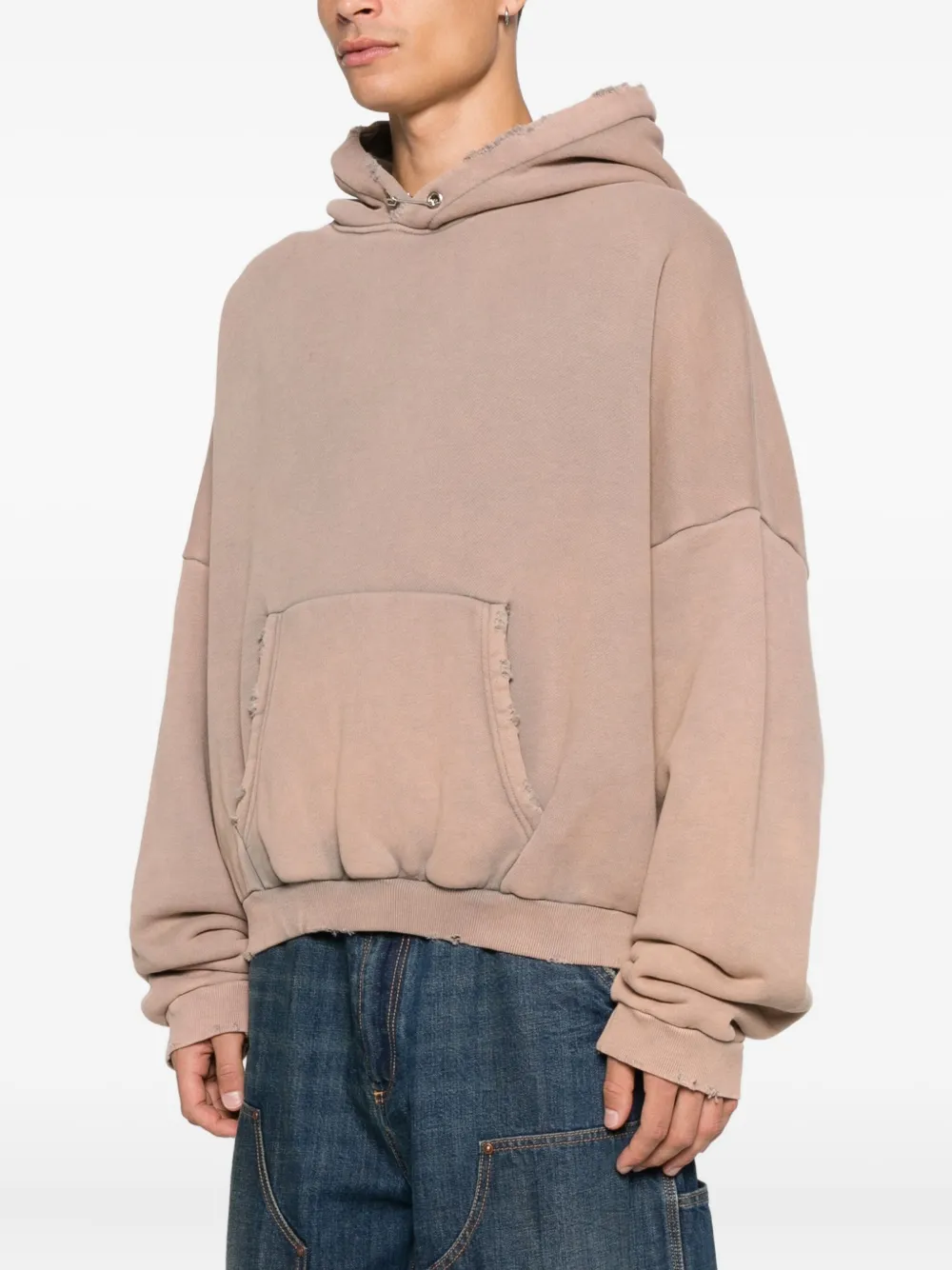 STAY HUMAN ON EARTH Gerafelde hoodie Roze