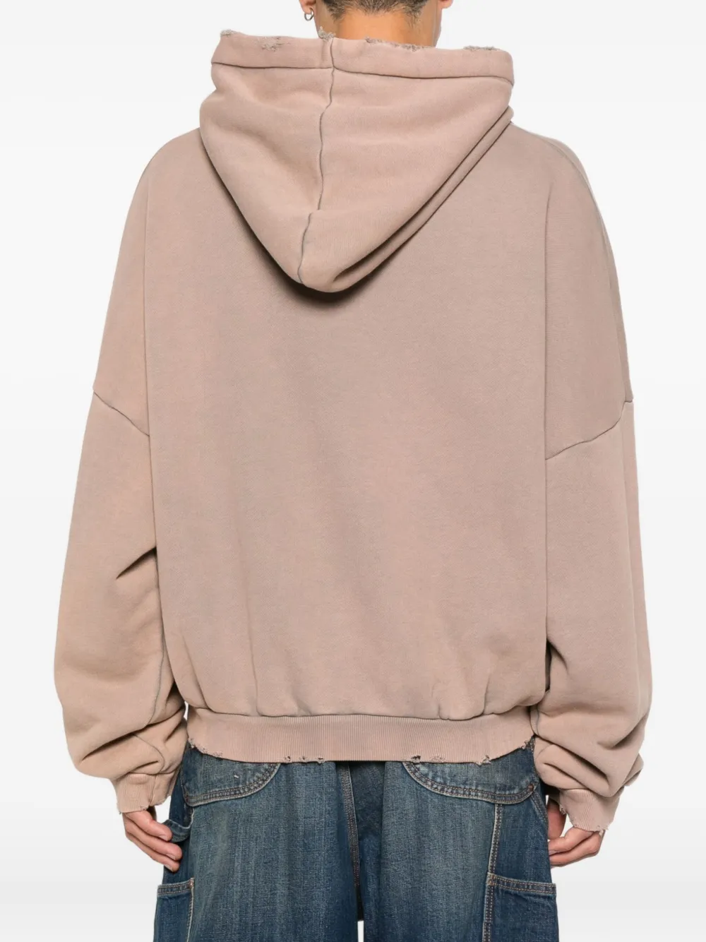 STAY HUMAN ON EARTH Gerafelde hoodie Roze