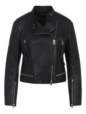 Prada レザー ライダースジャケット | ブラック | FARFETCH JP