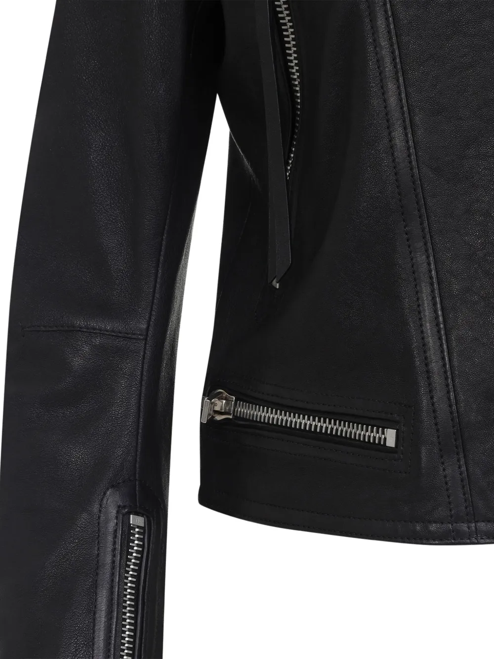 Tom Ford Leather Jacket With Adjustable Waist And Pockets In Black