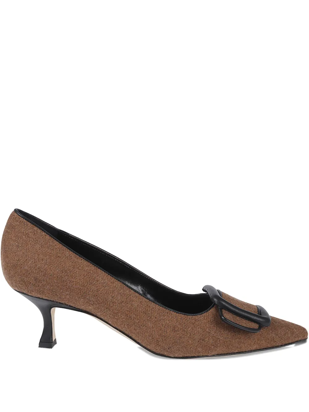 Manolo Blahnik 50mm Buckle-detailing Pumps In Brown
