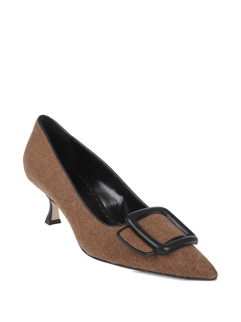 Manolo Blahnik 50mm Buckle-detailing Pumps In Brown
