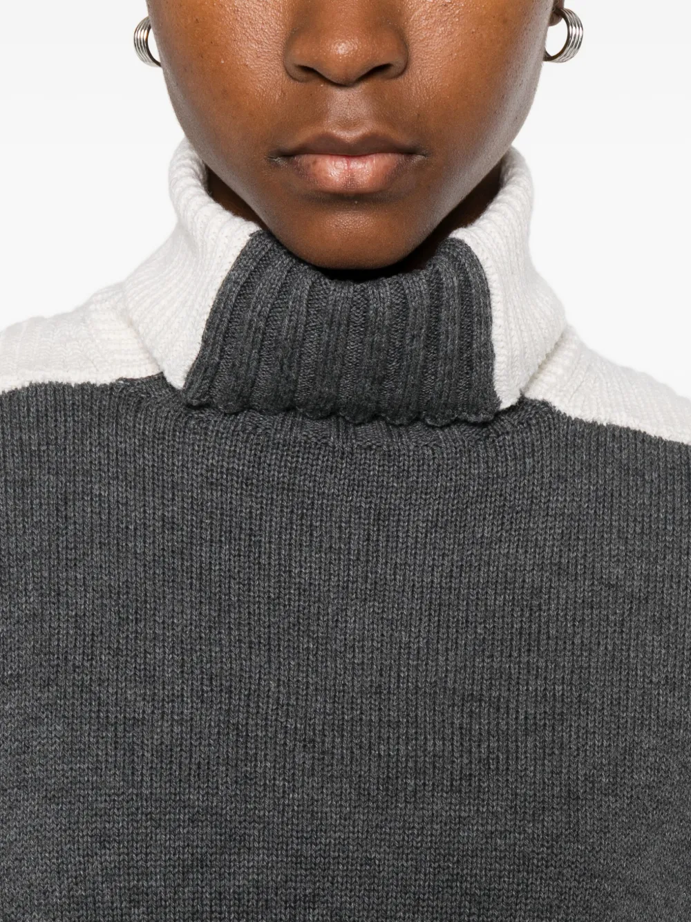 Twinset Roll-neck Panelled Sweater In Gray