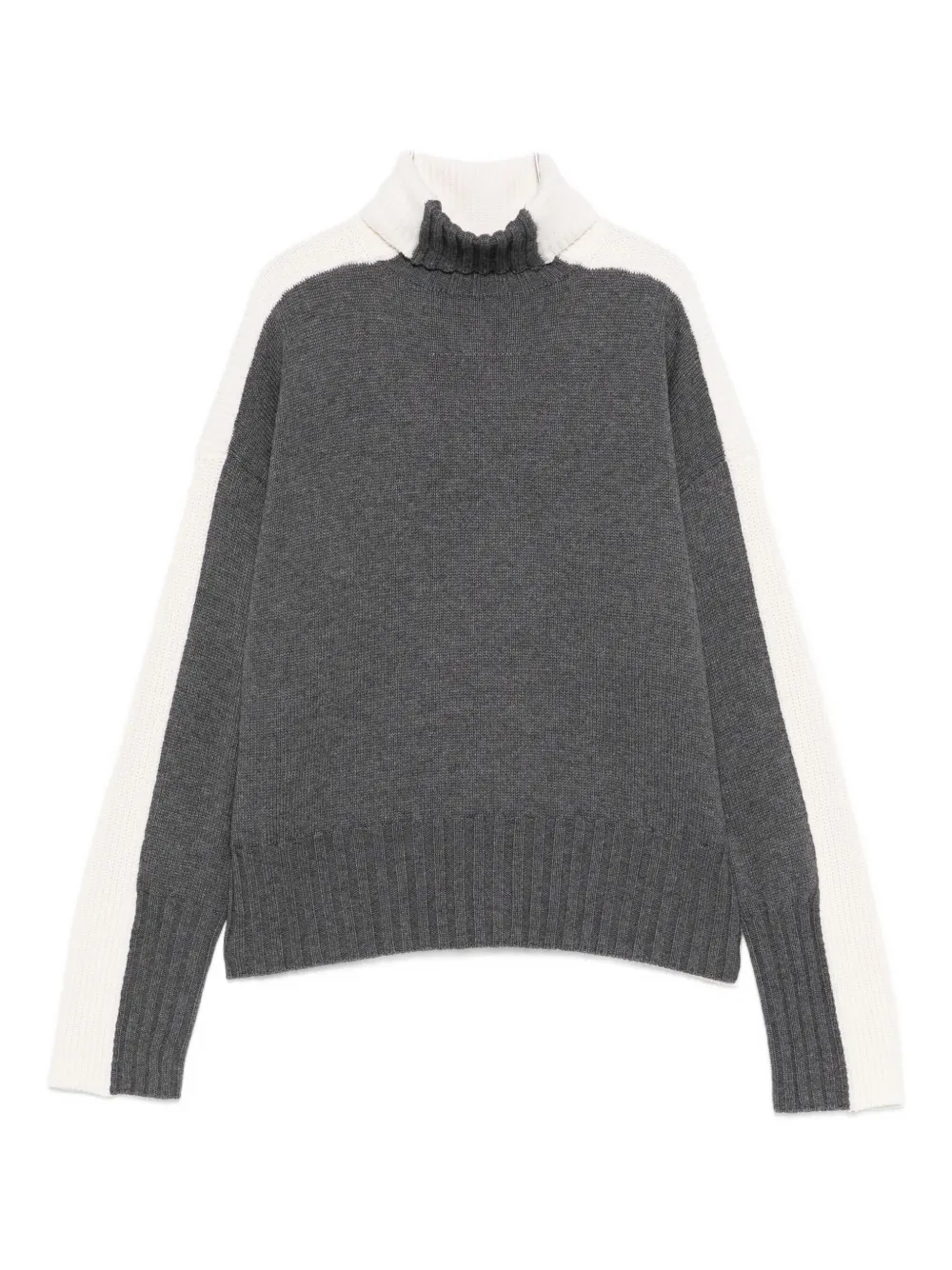 Twinset Roll-neck Panelled Sweater In Gray