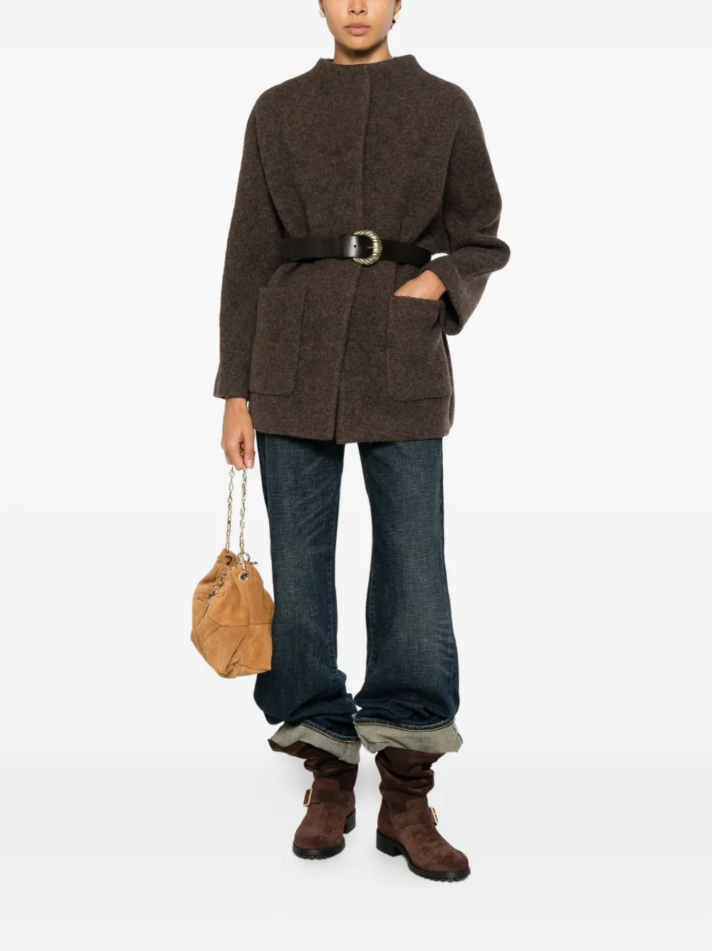 Ba&sh Claudy Belted Coat In Brown
