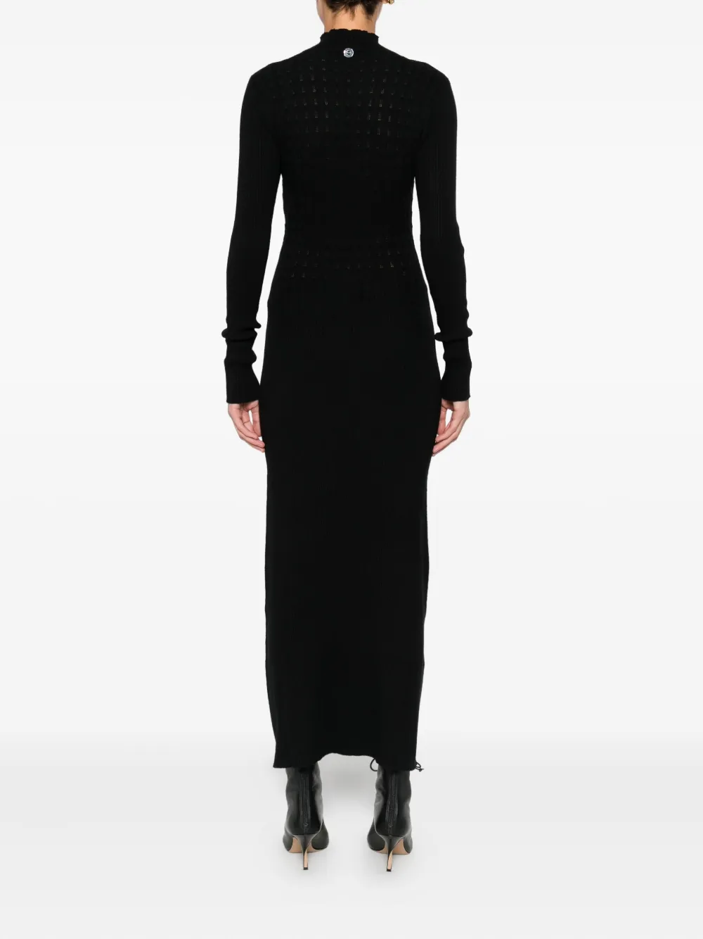 Twinset High-neck Ribbed Dress In Black