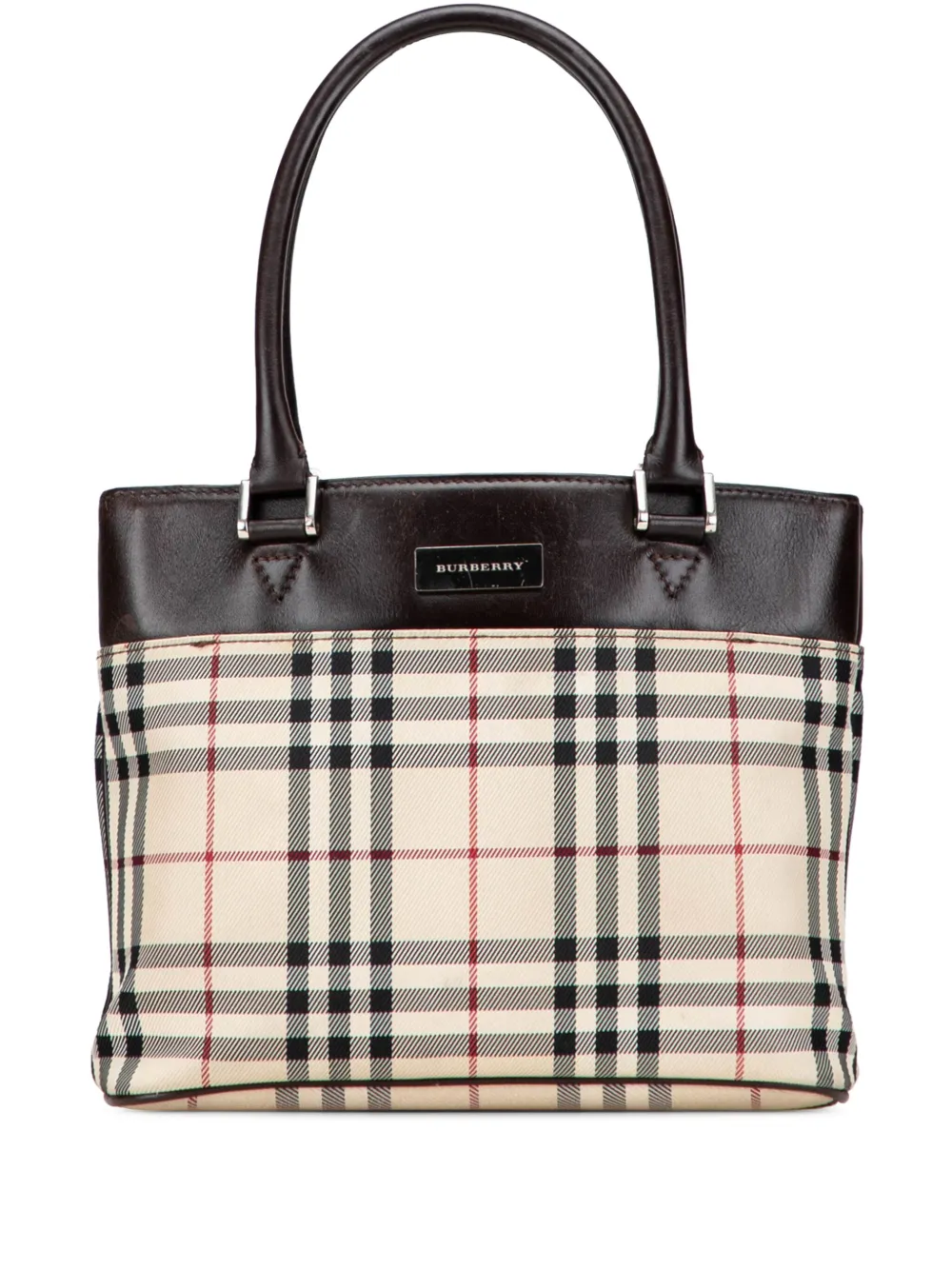 Pre-owned Burberry 2000-2017 House Check Canvas Handbag In Brown