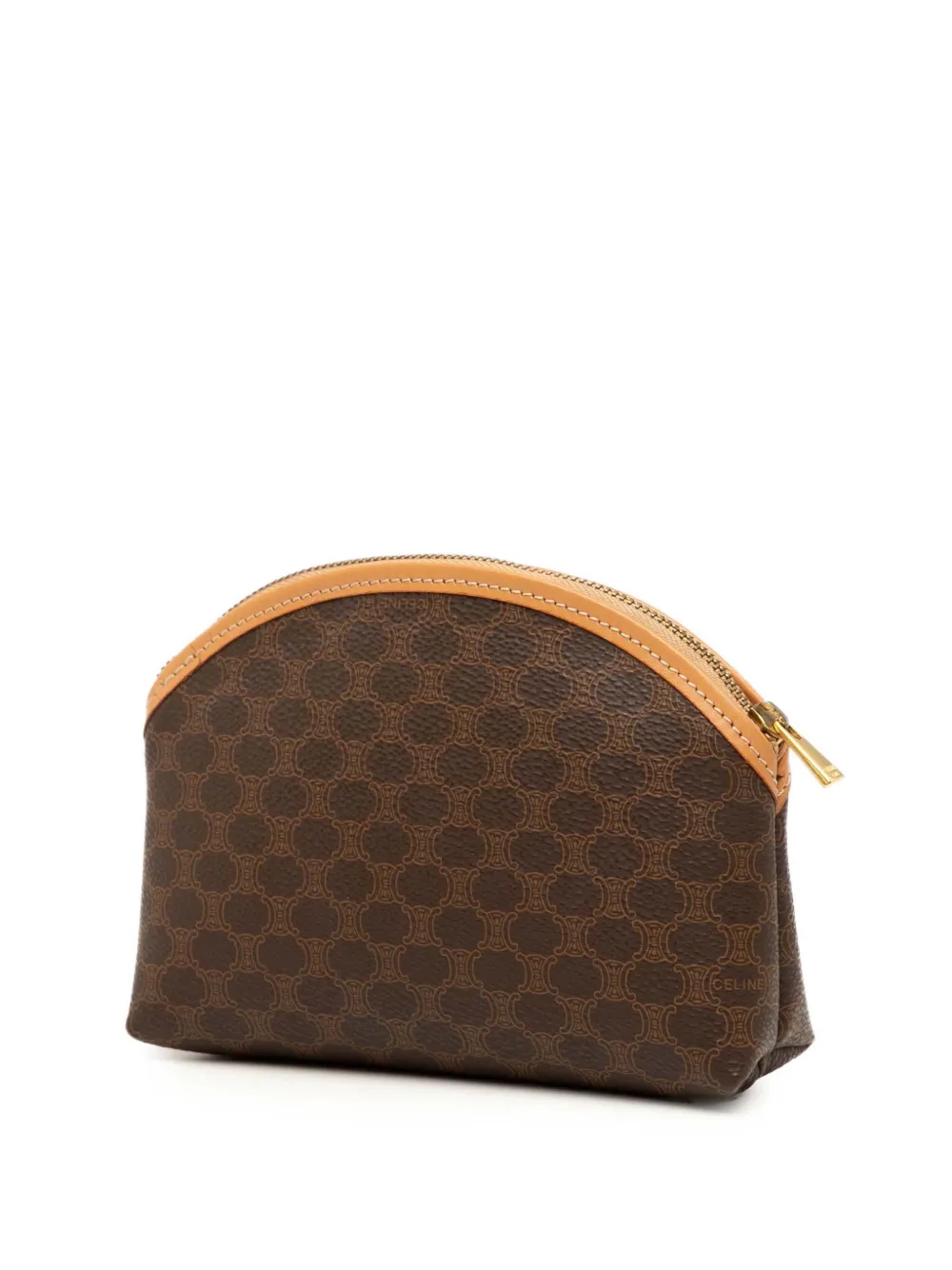 Pre-owned Celine 2015 Macadam Coated Canvas Pouch In Brown
