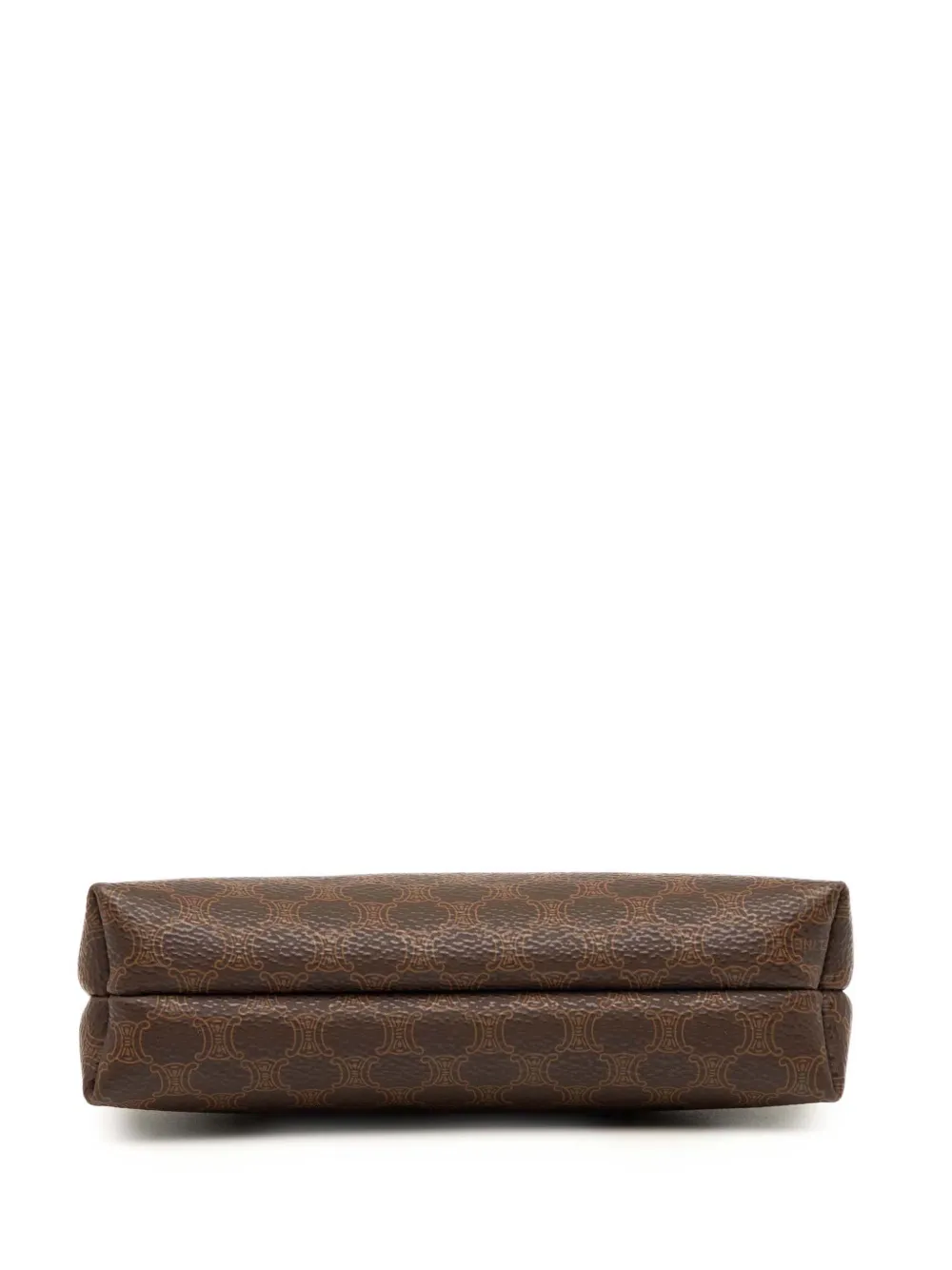Pre-owned Celine 2015 Macadam Coated Canvas Pouch In Brown