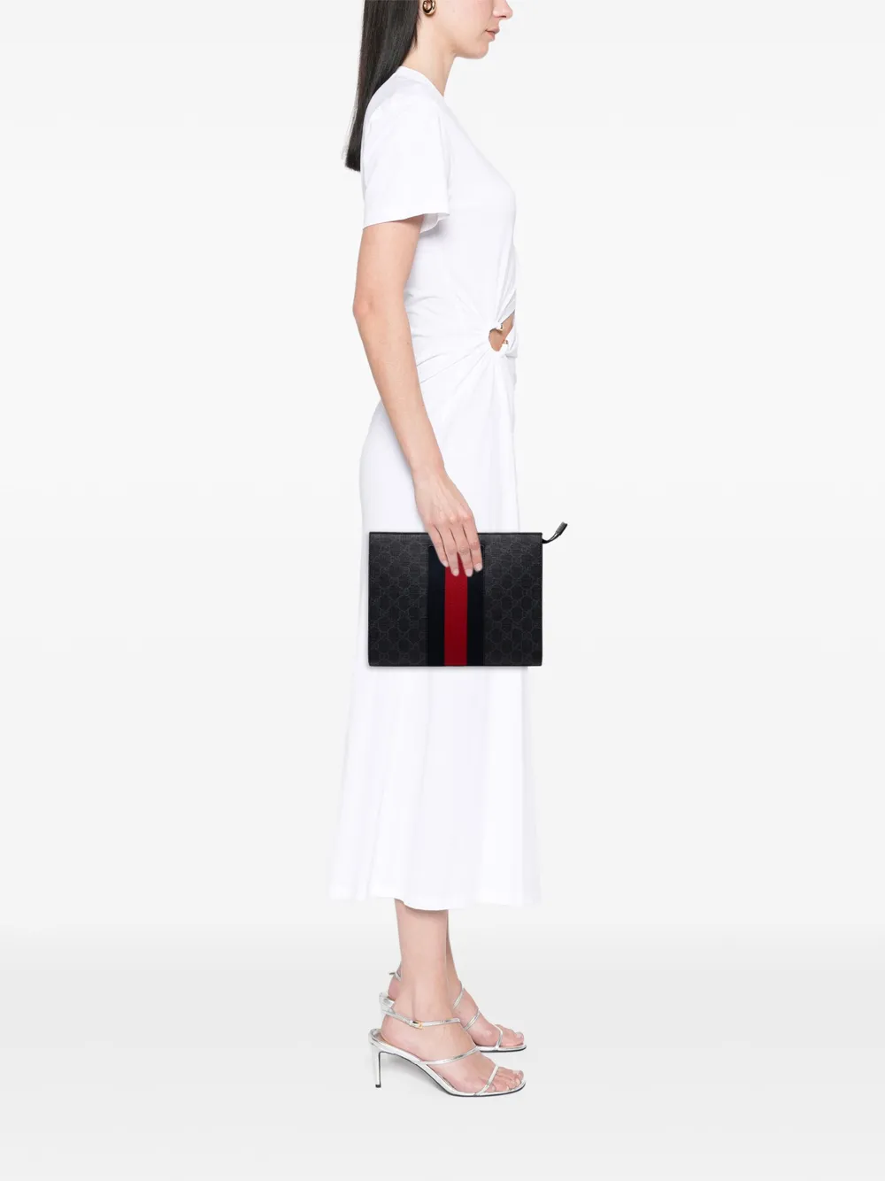 Pre-owned Gucci 2000-2015 Gg Supreme Web Clutch Bag In Black