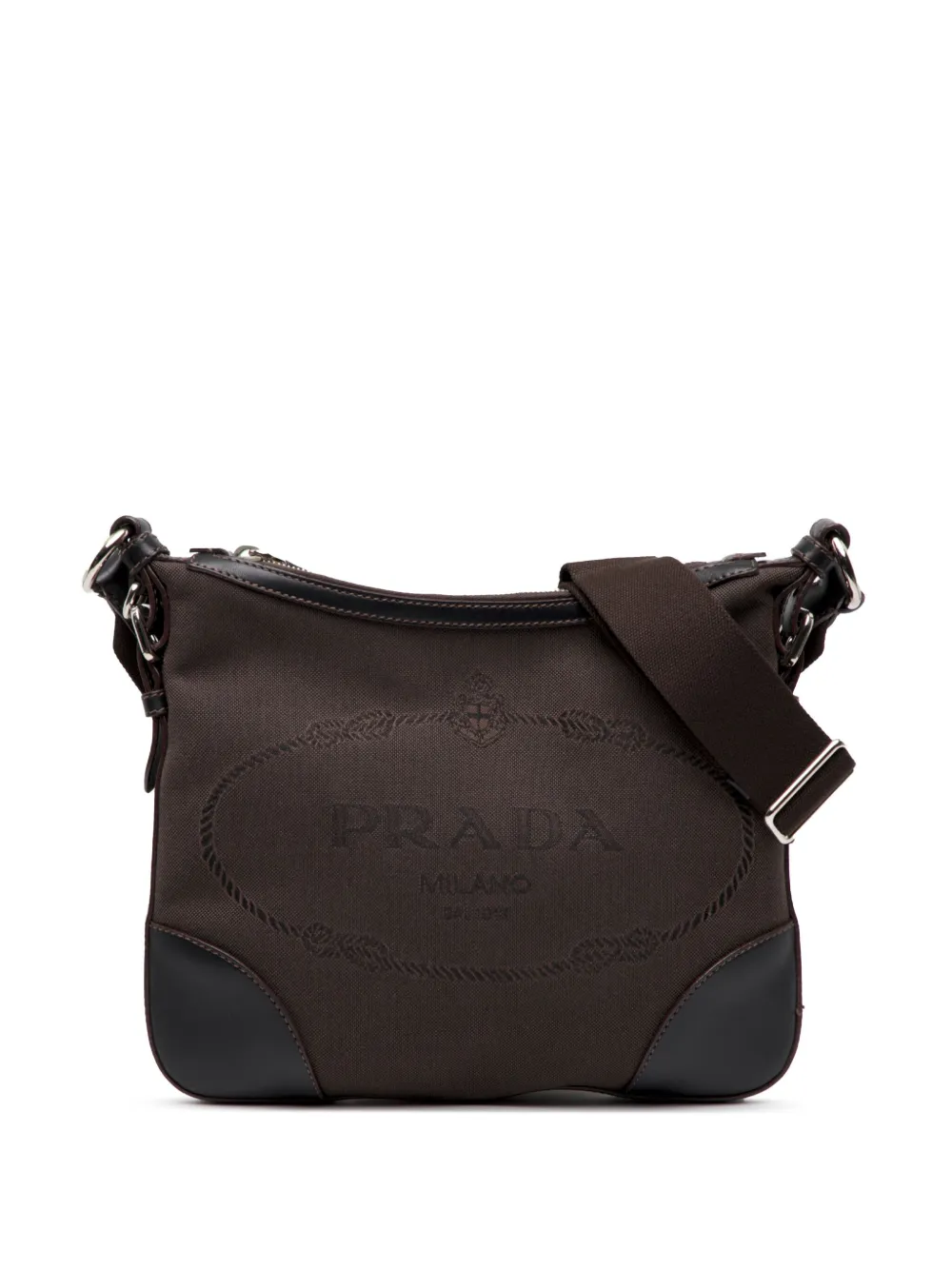 Pre-owned Prada 2000-2025 Canvas Canapa Logo Crossbody Bag In Brown
