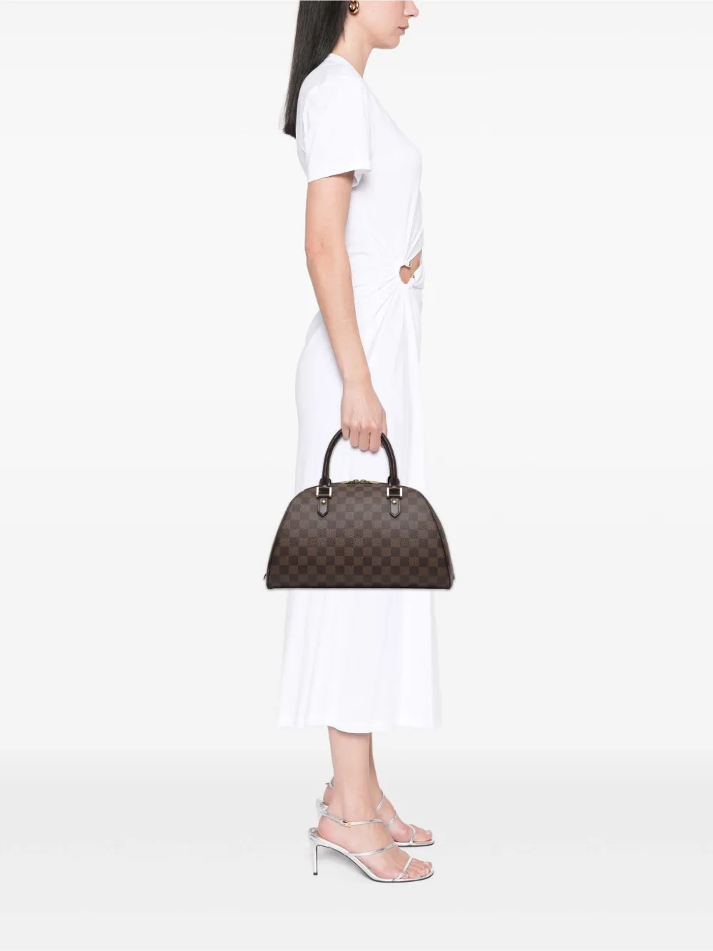 Pre-owned Louis Vuitton 2005 Damier Ebene Ribera Mm Handbag In Brown