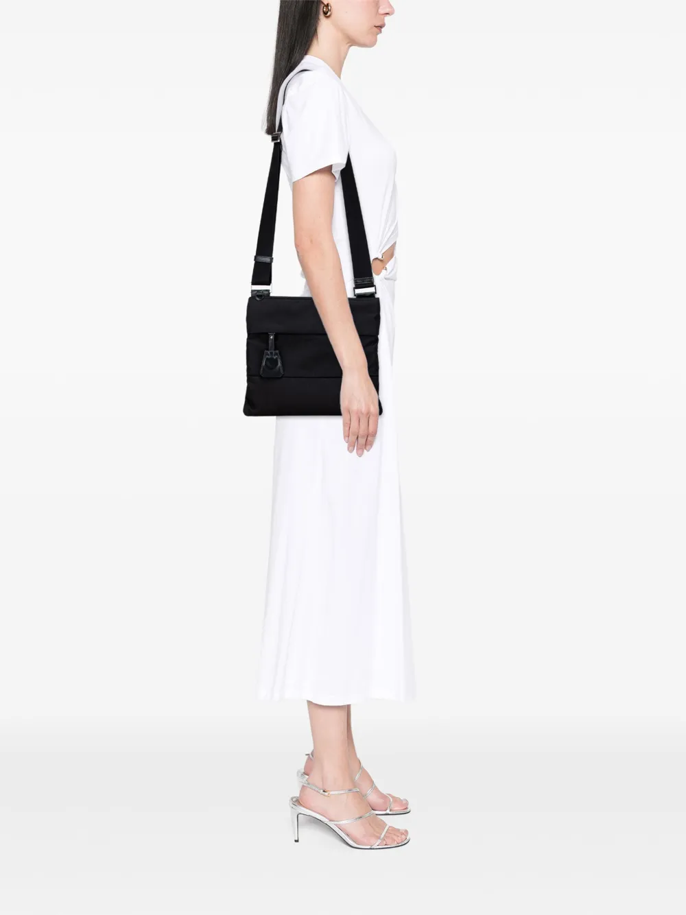 Pre-owned Prada 2013-2025 Tessuto Zip Top Crossbody Bag In Black