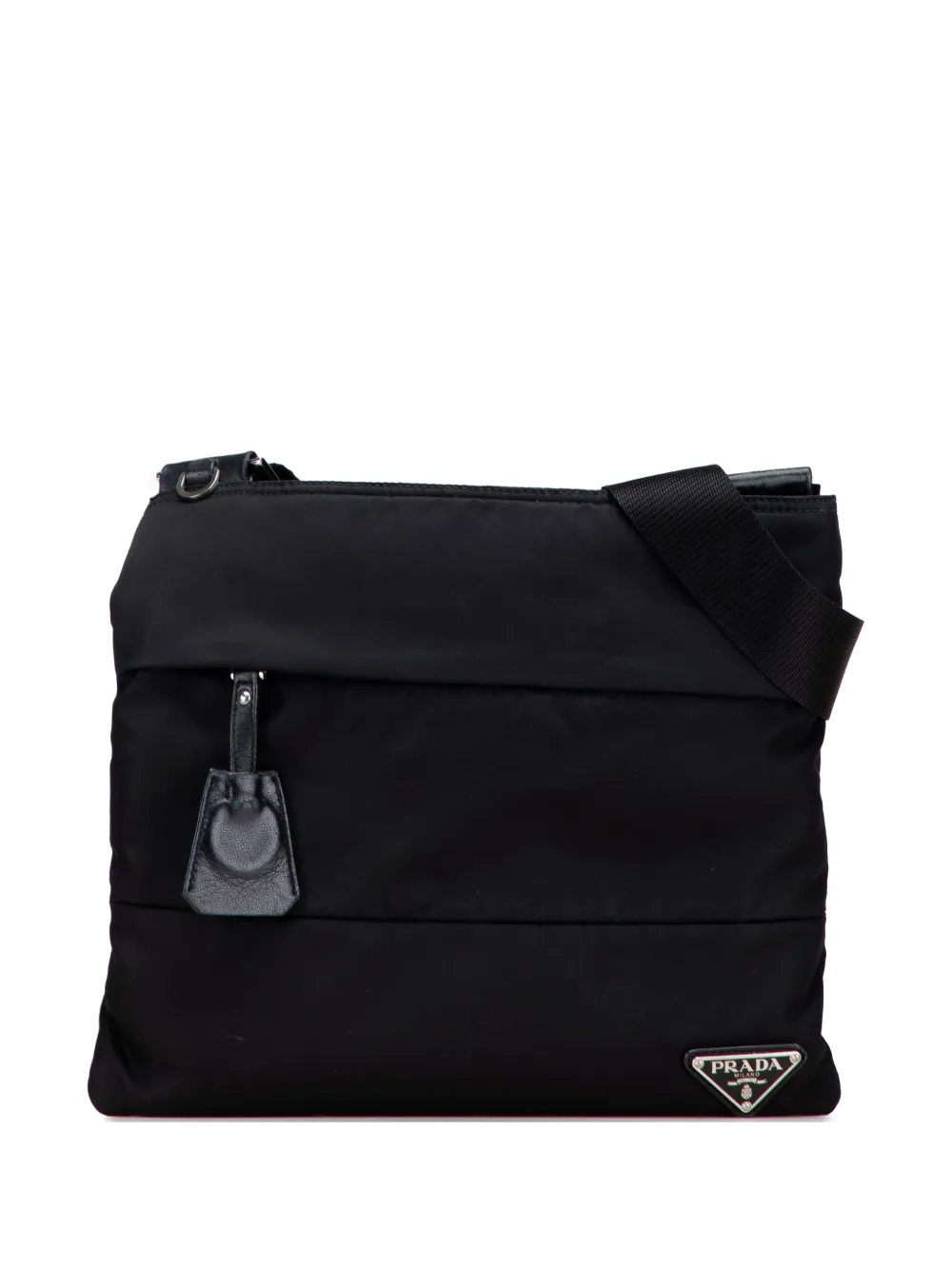 Pre-owned Prada 2013-2025 Tessuto Zip Top Crossbody Bag In Black
