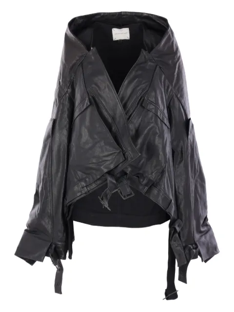YEHUAFAN asymmetric-hem leather jacket