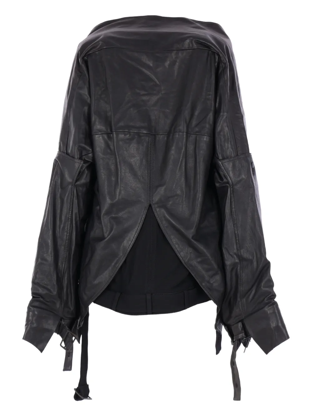 YEHUAFAN asymmetric-hem leather jacket | Leather Jackets | Image 2